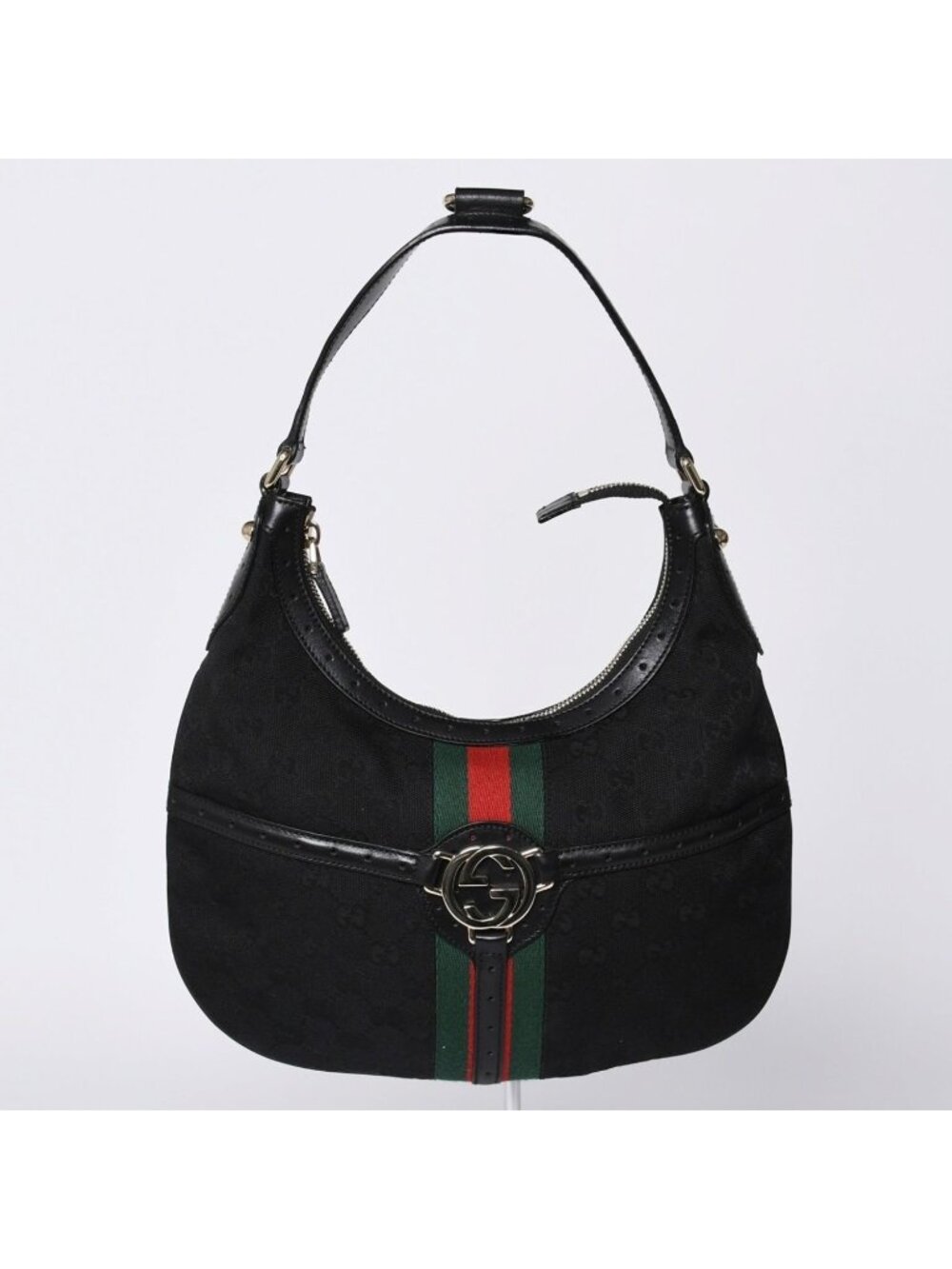 Gucci Shoulder Bag GG Canvas Sherry Line Black